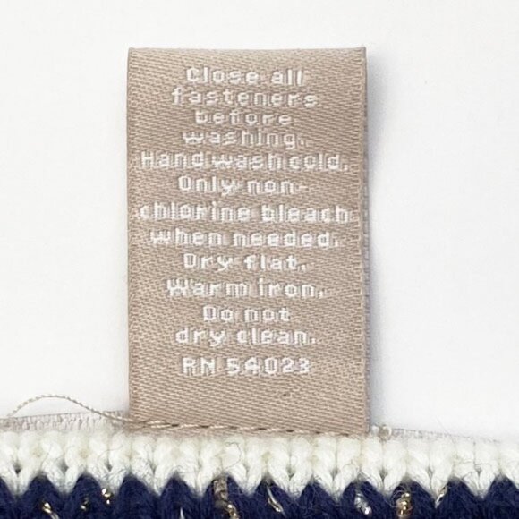 NWOT Banana Republic Ivory & Navy Lurex Stripe Cardigan With Pockets Size M - Picture 9 of 10